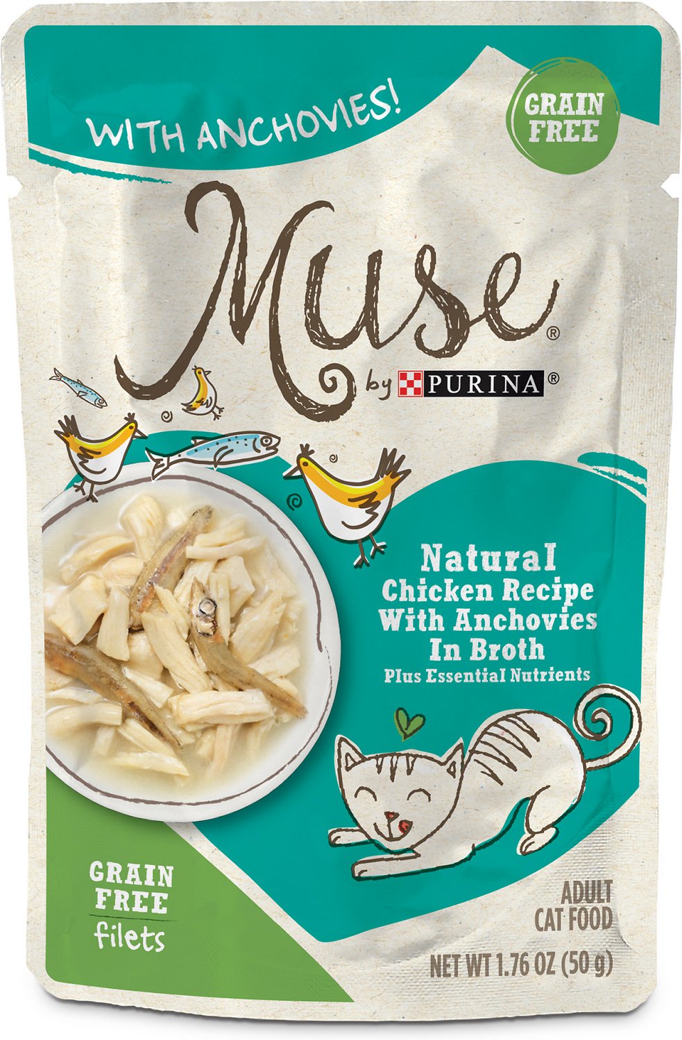 Purina Muse Natural Chicken Recipe with Anchovies in Broth Wet Cat Food