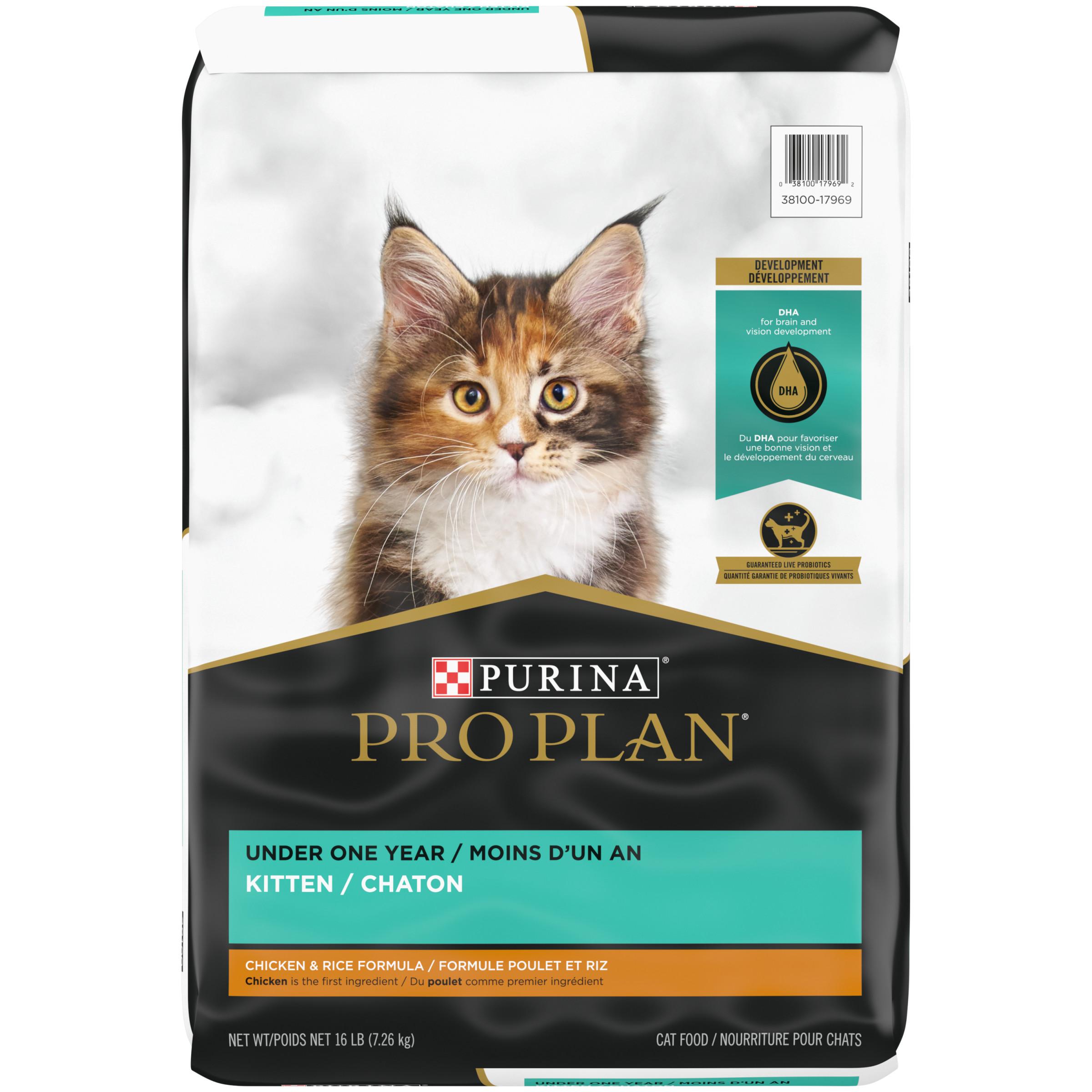 Purina Pro Plan Chicken & Rice Kitten Dry Cat Food, 16-lb