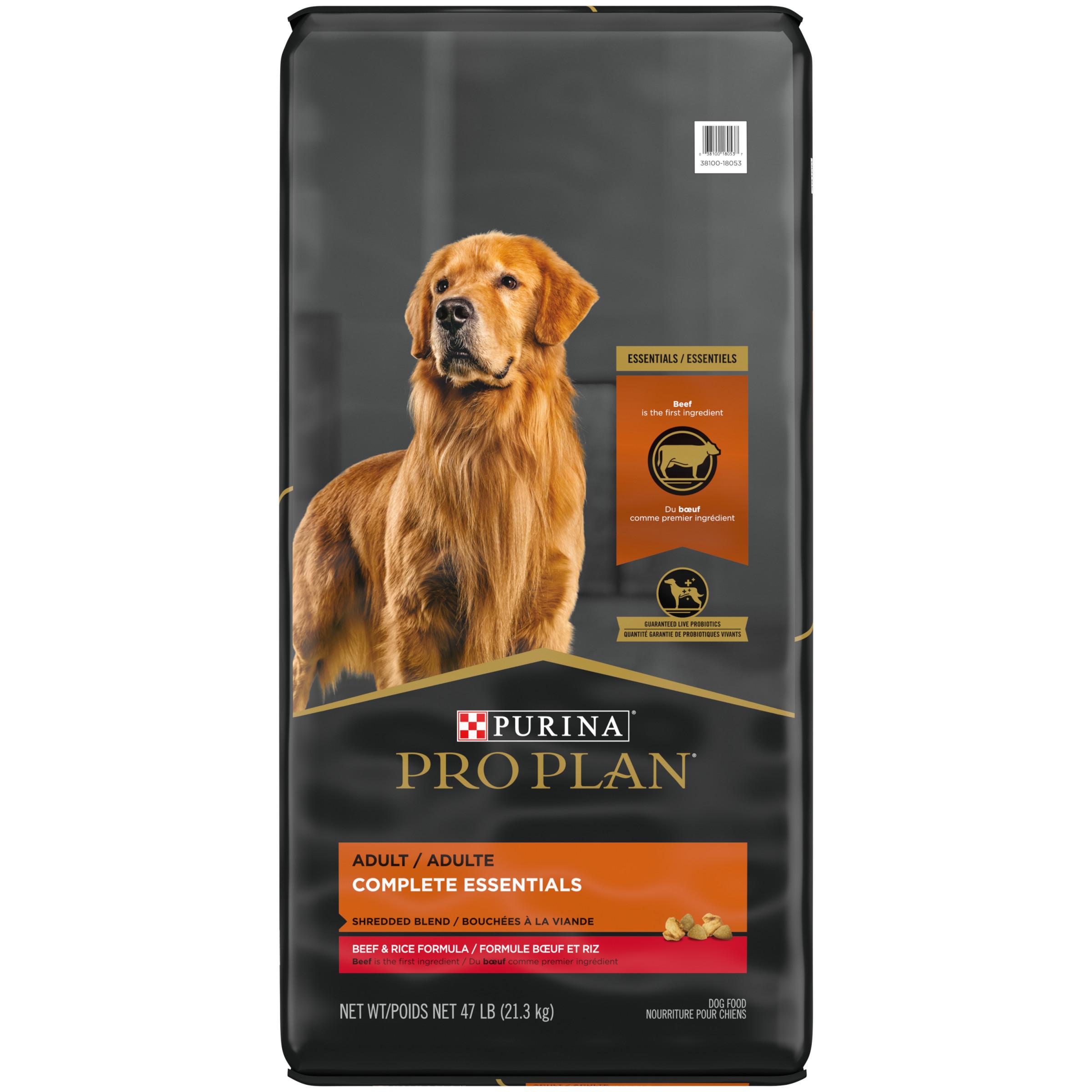 Pro Plan Complete Essentials Shredded Blend Beef & Rice Adult Dry Dog Food, 47-lb