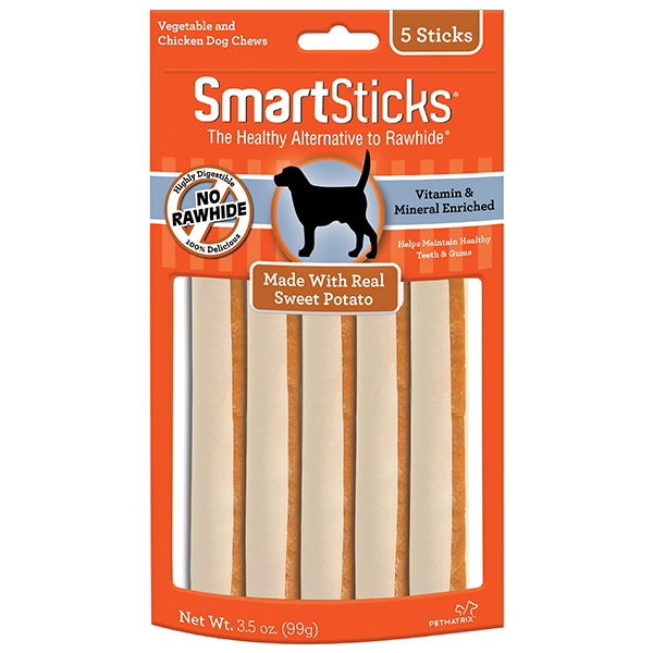 SmartBones Smart Sticks Dog Chew, Sweet Potato, 5 count