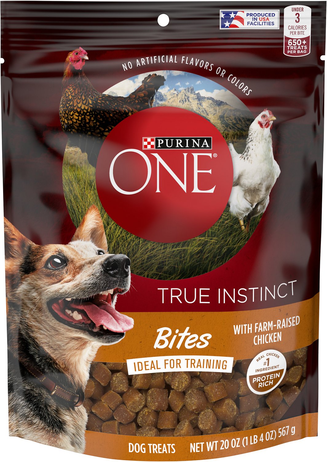 Purina ONE True Instinct Bites With Farm-Raised Chicken Dog Treats, 20-oz