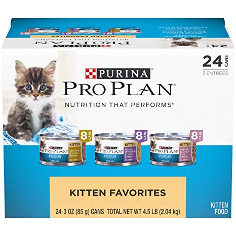 Purina Pro Plan Focus Kitten Favorites Variety Pack Canned Cat Food, 3-oz, 24-pack (Size: 3-oz, 24-pack)