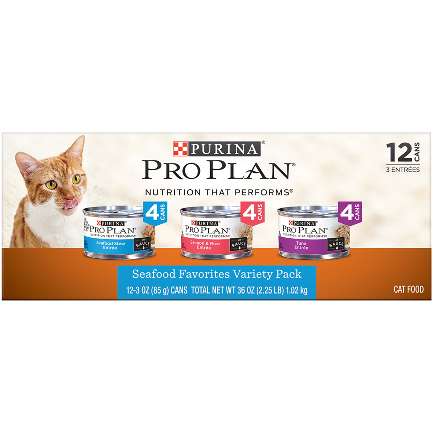 Purina Pro Plan Seafood Favorites Variety Pack Canned Cat Food, 3-oz, 12-pack