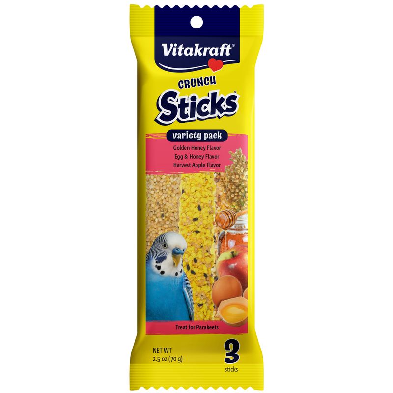 Vitakraft Crunch Sticks Variety Pack Parakeet Treats, Golden Honey, Egg & Honey, Harvest Apple