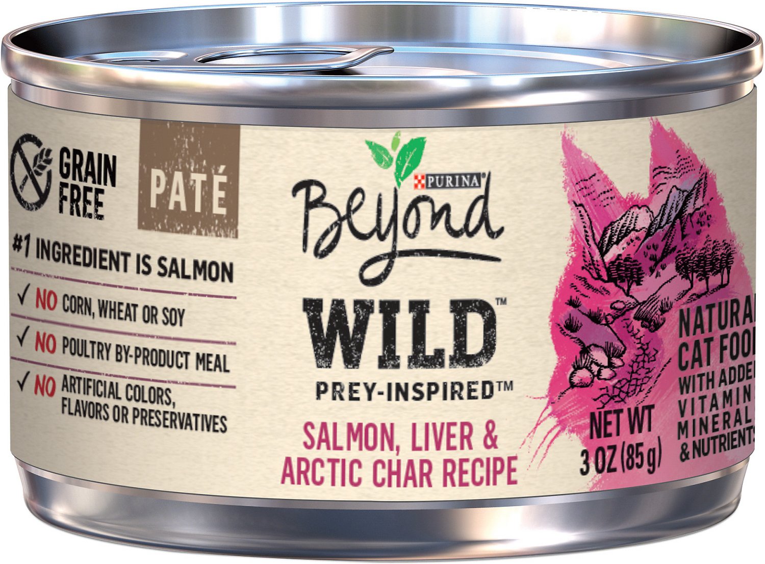 Purina Beyond Wild Prey-Inspired Salmon, Liver & Arctic Char Recipe Canned Cat Food, 3-oz