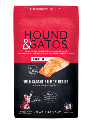 Hound & Gatos Wild Caught Salmon Recipe Grain-Free Dry Cat Food, 10-lb
