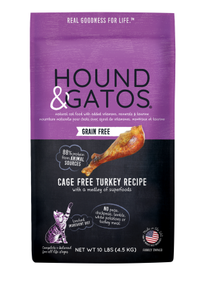 Hound & Gatos Cage-Free Turkey Recipe Grain-Free Dry Cat Food, 10-lb