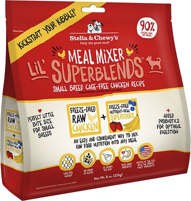 Stella & Chewy's Lil' SuperBlends Small Breed Cage-Free Chicken Recipe Meal Mixers Grain-Free Freeze-Dried Dog Food, 8-oz