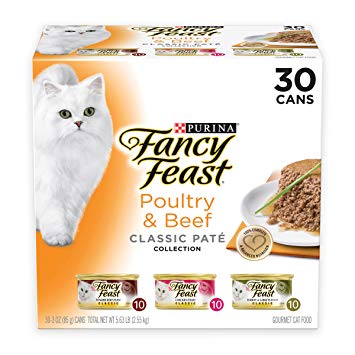Fancy Feast Poultry & Beef Classic Pate Variety Pack Canned Cat Food, 3-oz, 30-pack