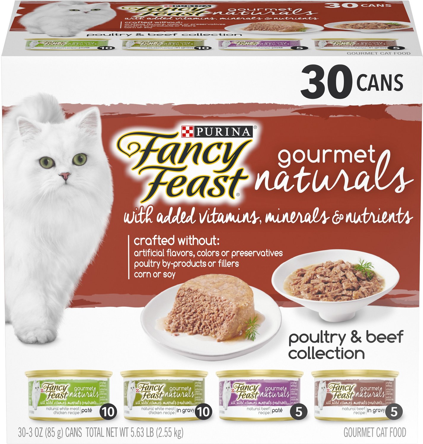 Fancy Feast Gourmet Naturals Poultry & Beef Variety Pack Canned Cat Food, 3-oz, 30-pack (Size:  3-oz, 30-pack)