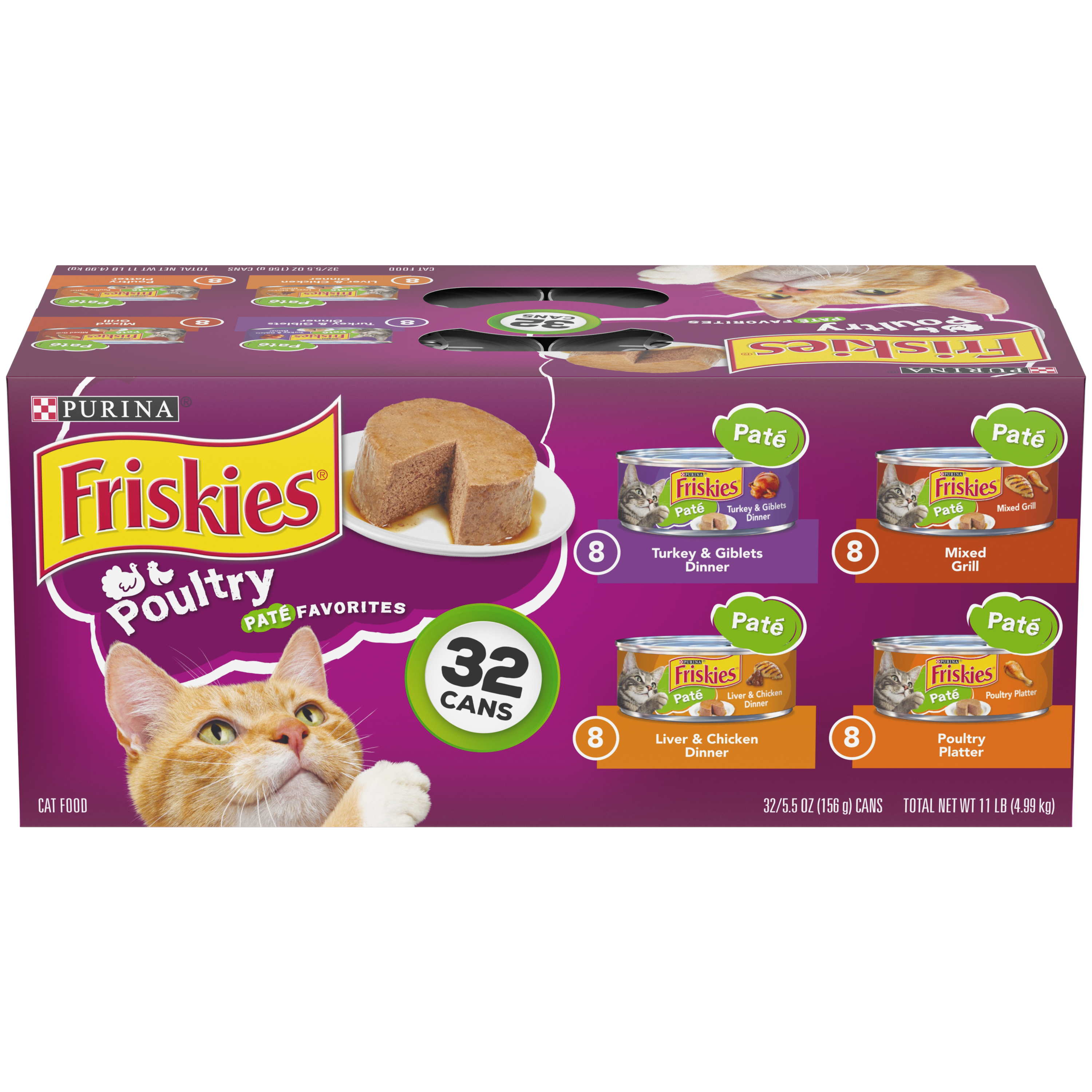 Friskies Poultry Favorites Pate Variety Pack Wet Cat Food, 5.5-oz, 32-pack