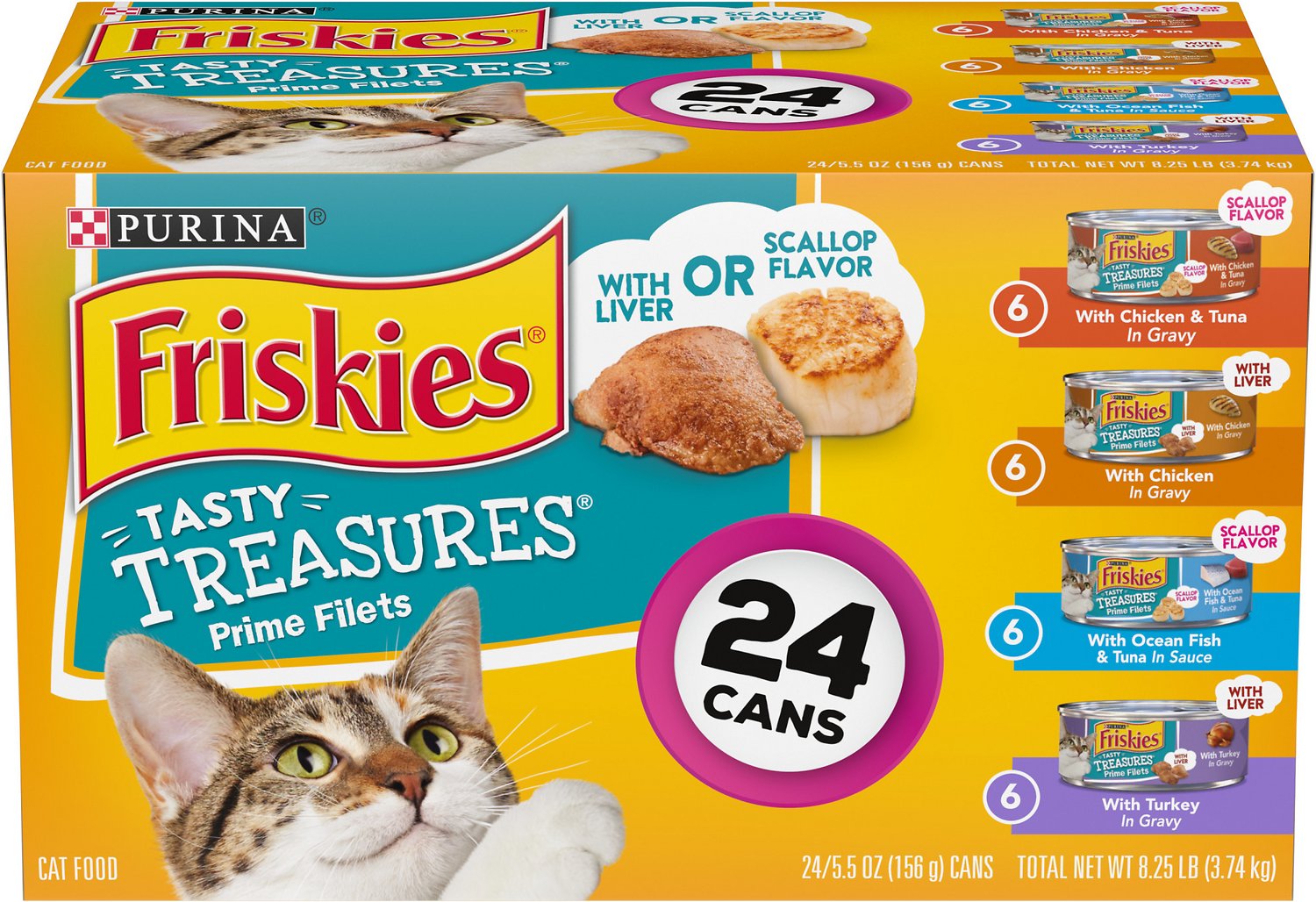 Friskies Tasty Treasures Gravy Prime Filets Variety Pack Wet Cat Food, 5.5-oz, 24-pack