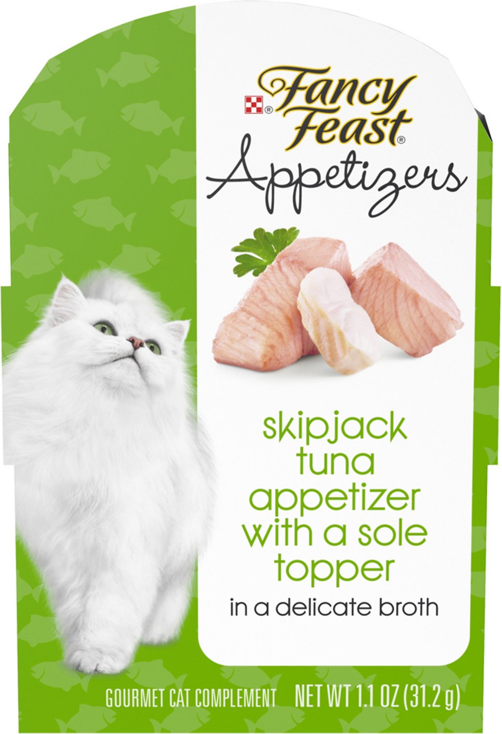 Fancy Feast Appetizers Skipjack Tuna with a Sole Topper Cat Treats, 1.1-oz