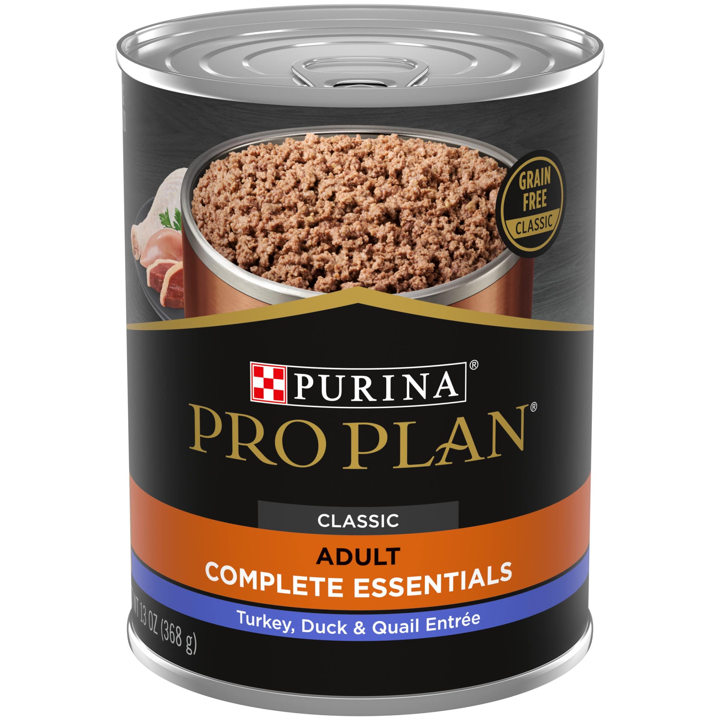 Purina Pro Plan Complete Essentials Turkey, Duck & Quail Entree Grain-Free Adult Wet Dog Food Can, 13-oz