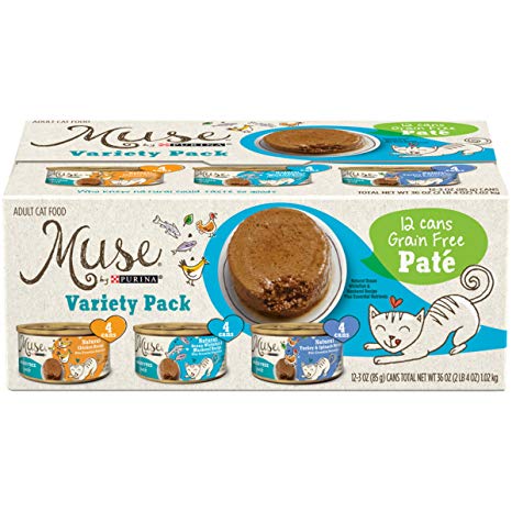 Purina Muse Natural Pate Recipes Adult Variety Pack Canned Cat Food, 3-oz, 12-pack (Size: 3-oz, 12-pack)