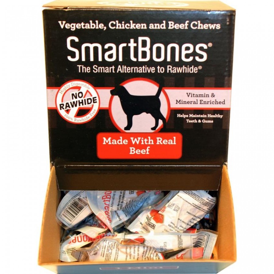 SmartBones Mini Beef Chew Bones Dog Treats, 30-count Display