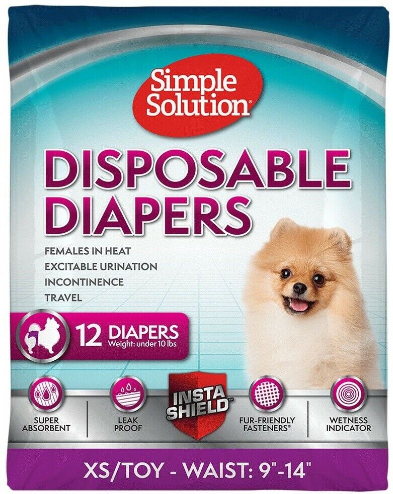 Simple Solution 12 Disposable Diapers, X-Small, Toy Breed