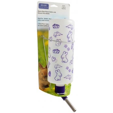 Lixit Deluxe Heavy Duty Plastic Bottle with Wire Holder for Small Animals, Opaque, 32-oz (Size: 32-oz)