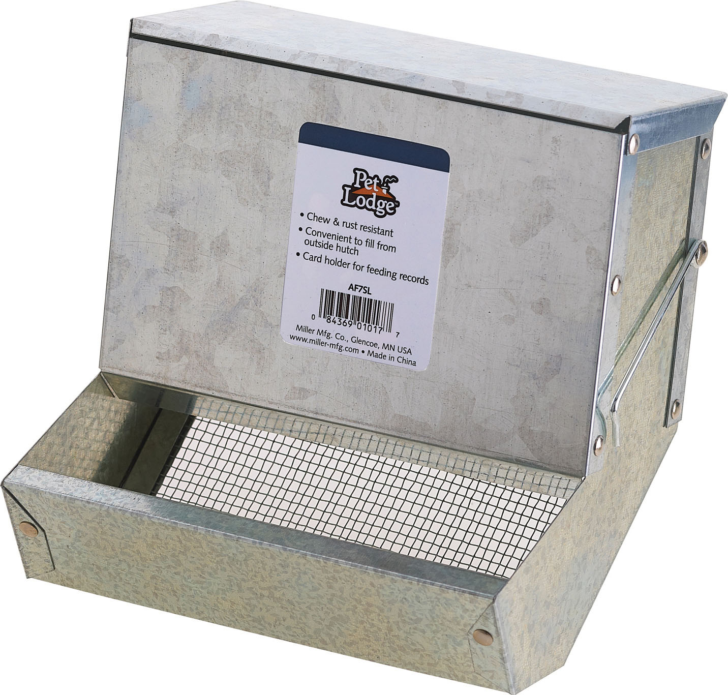 Miller Pet Lodge Metal Feeder With Sifter Bottom & Lid for Small Animals, 7-in