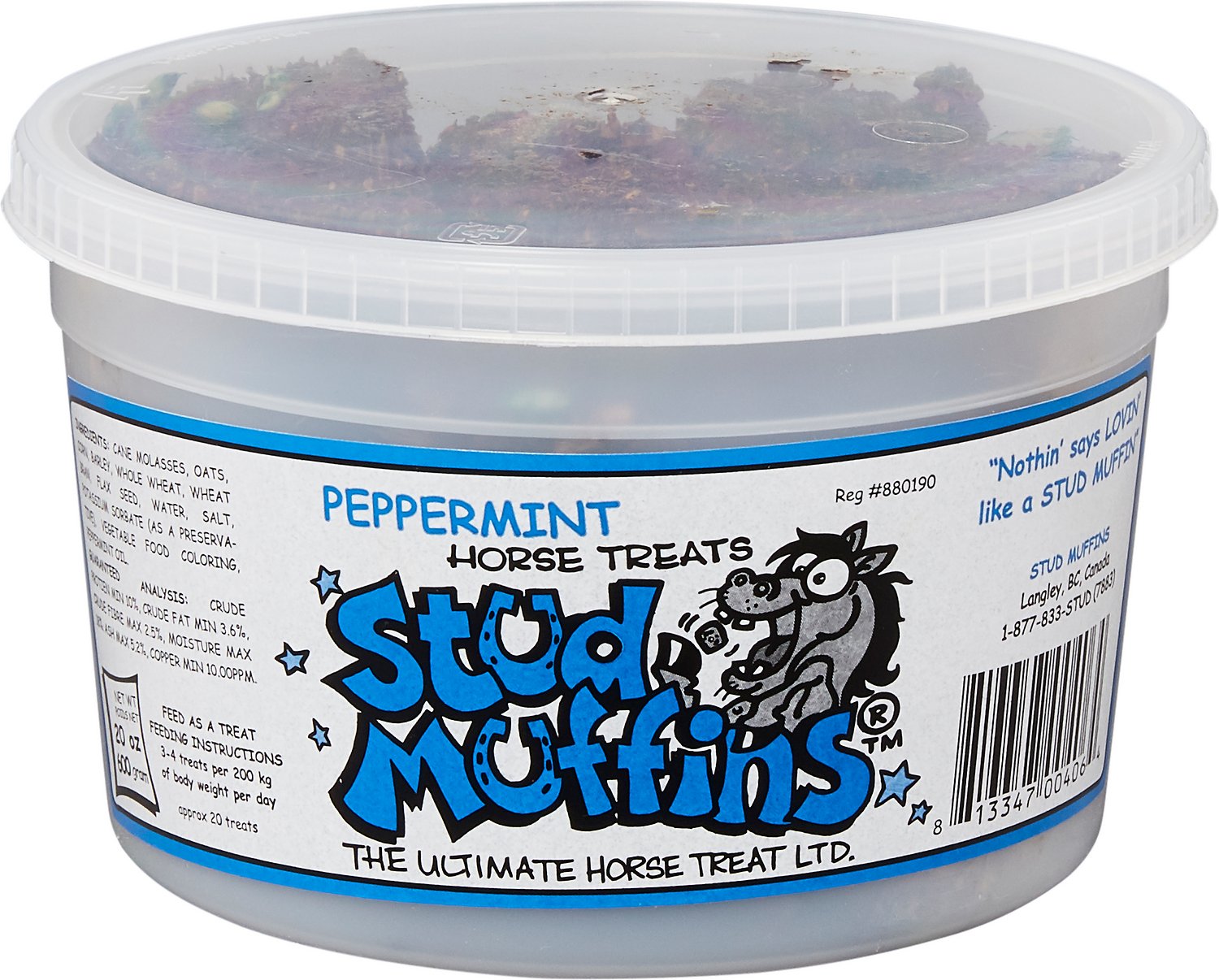 Stud Muffins Peppermint Flavor Horse Treats, 20-oz tub