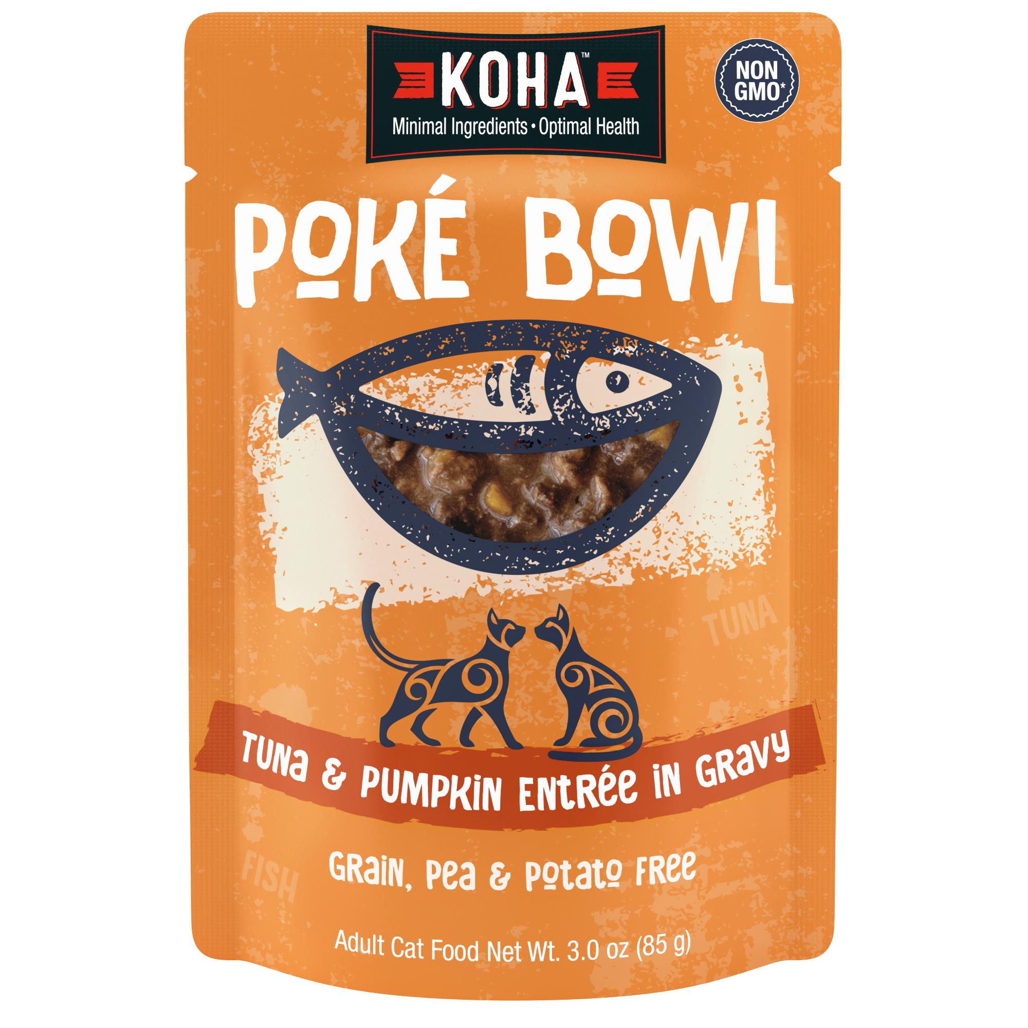 KOHA Poke Bowl Tuna & Pumpkin Entree in Gravy Wet Cat Food Pouch, 3-oz