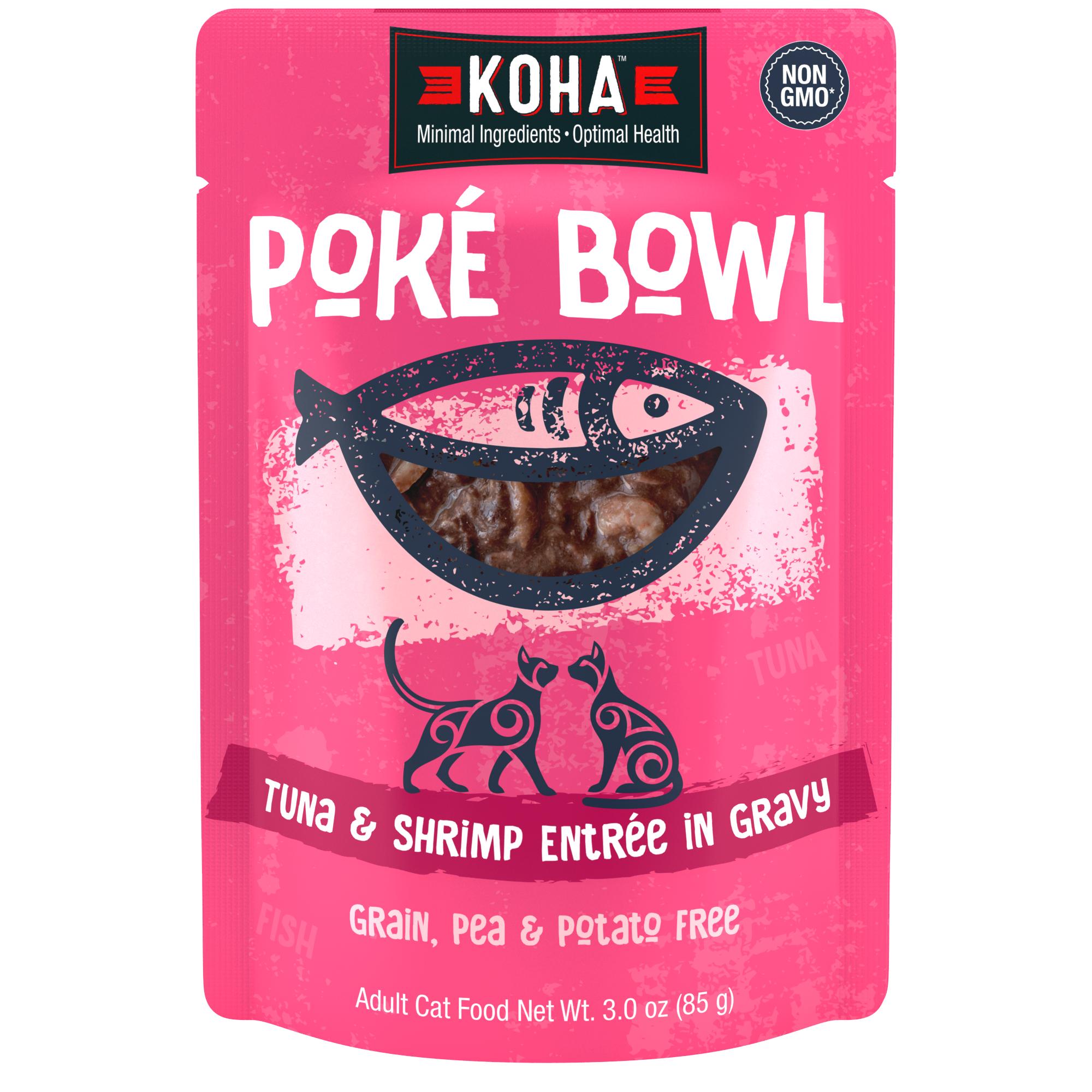 KOHA Poke Bowl Tuna & Shrimp Entree in Gravy Wet Cat Food Pouch, 3-oz