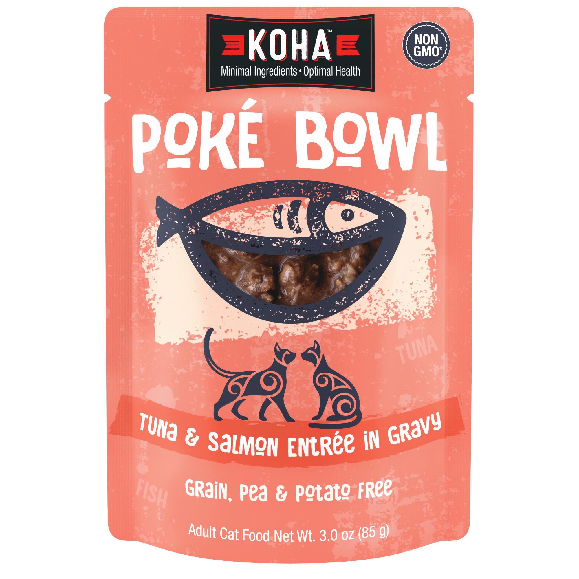 KOHA Poke Bowl Tuna & Salmon Entree in Gravy Wet Cat Food Pouch