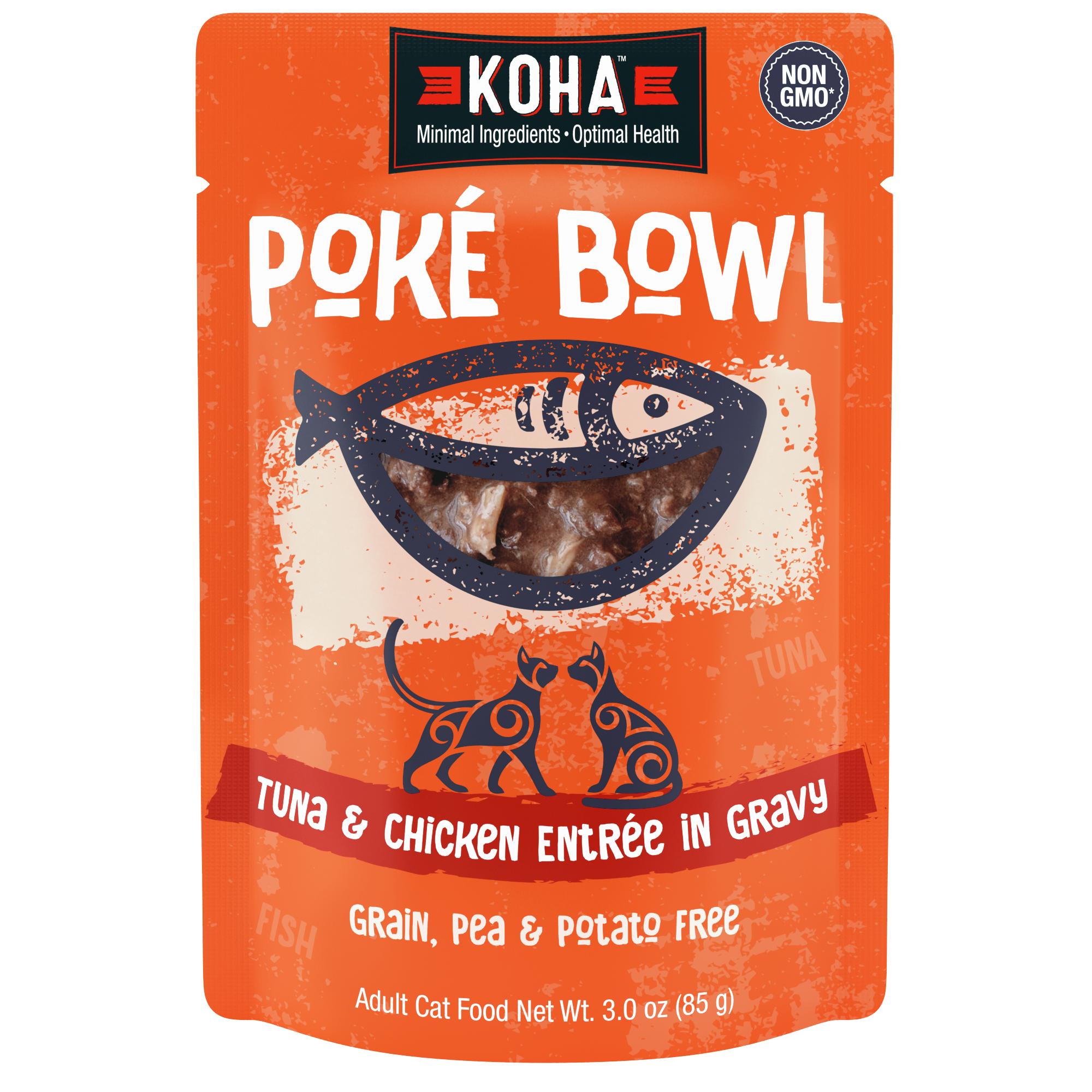 KOHA Poke Bowl Tuna & Chicken Entree in Gravy Wet Cat Food Pouch