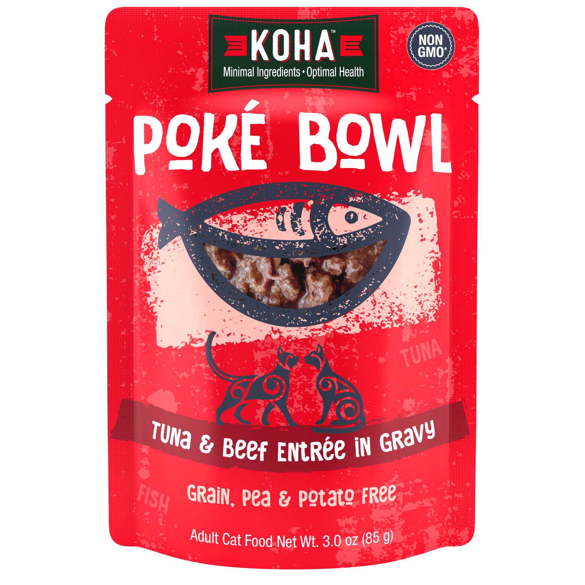 KOHA Poke Bowl Tuna & Beef Entree in Gravy Wet Cat Food Pouch