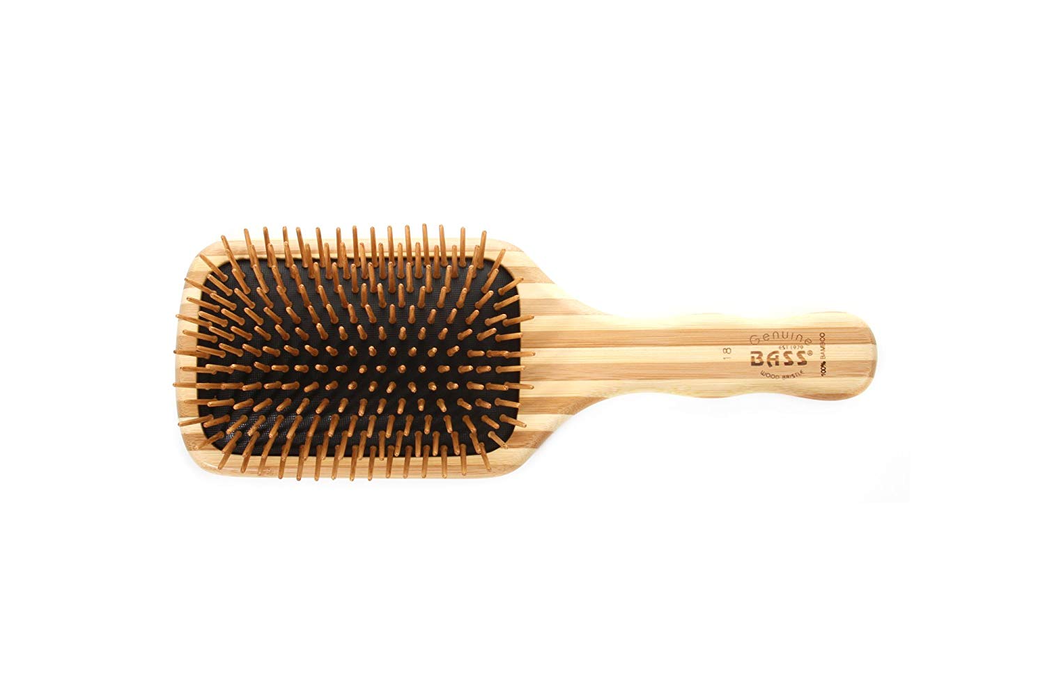 Bass Brushes Style & Detangle The Green Brush Alloy Pin & Bamboo Handle Paddle Pet Brush, Stripped, Large