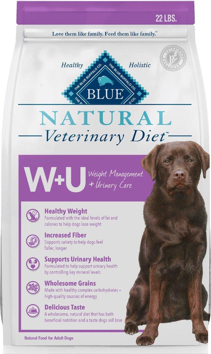 Blue Buffalo BLUE Natural Veterinary Diet W+U Weight Management + Urinary Care Dry Dog Food, 22-lb