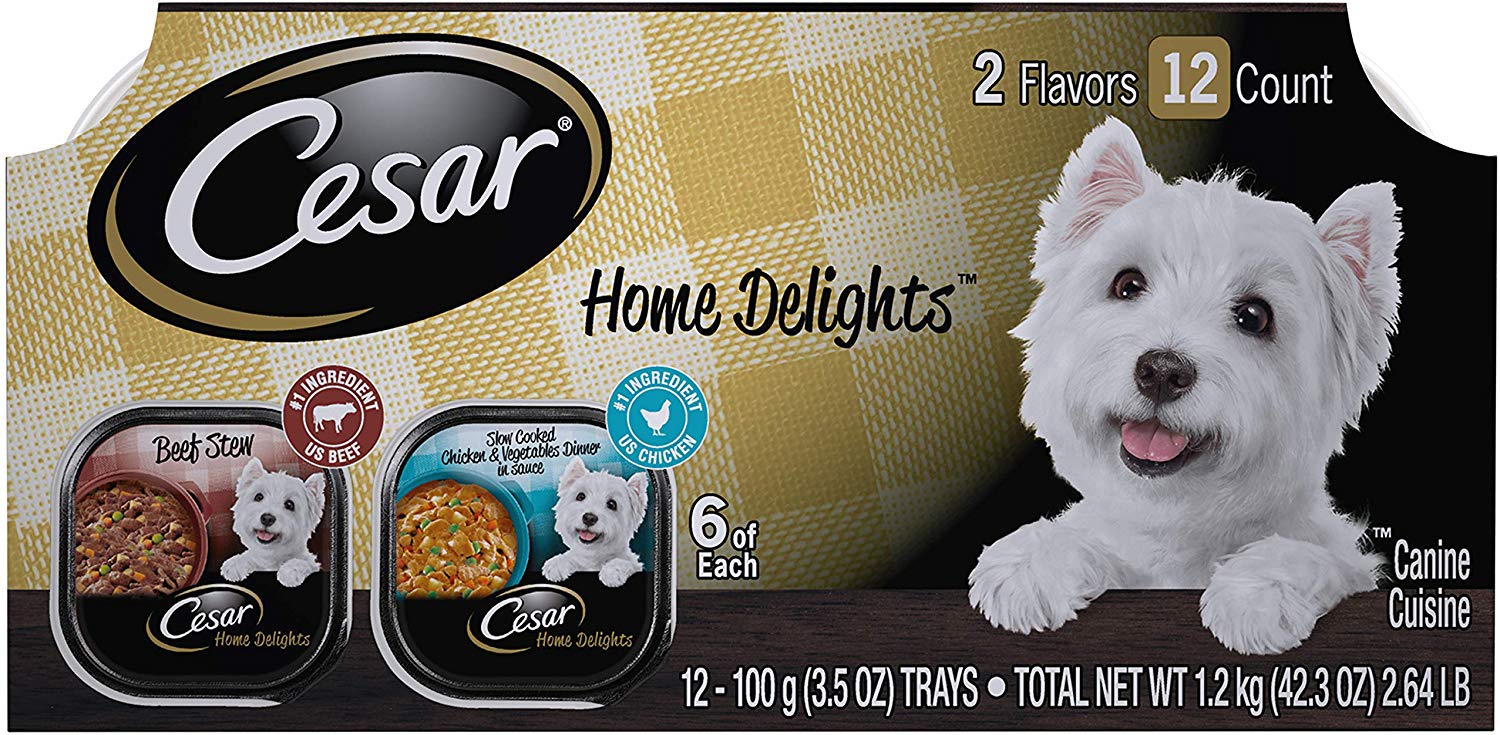 Cesar Home Delights Variety Pack, Slow Cooked Chicken & Vegetables Dinner, and Beef Stew