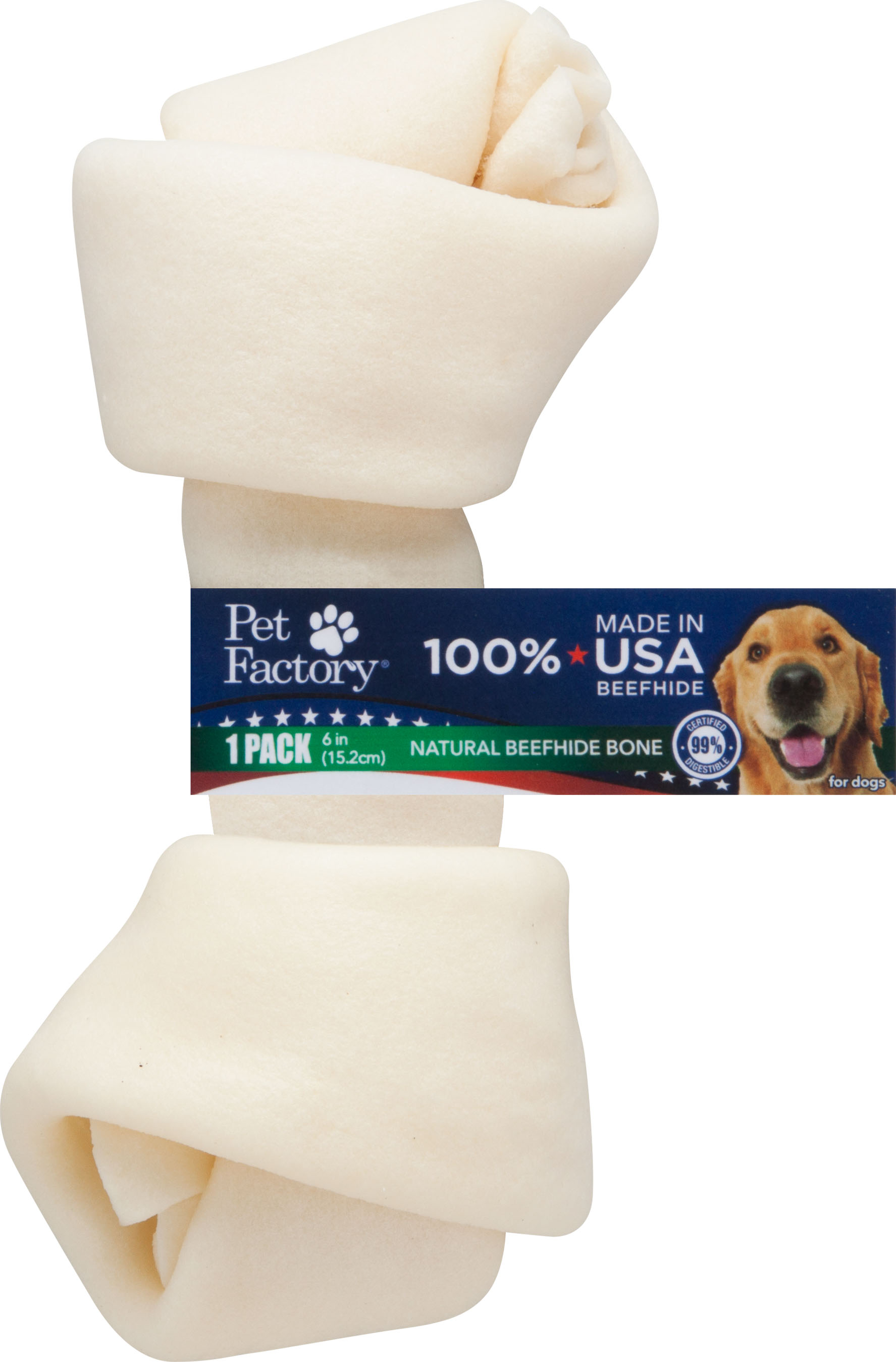 Pet Factory Knotted Rawhide Bone Dog Treats, 6-7-in
