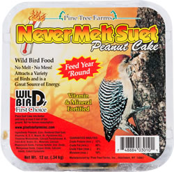 Pine Tree Farms Never Melt Peanut Suet Cake Wild Bird Food, 12-oz (Size: 12-oz)