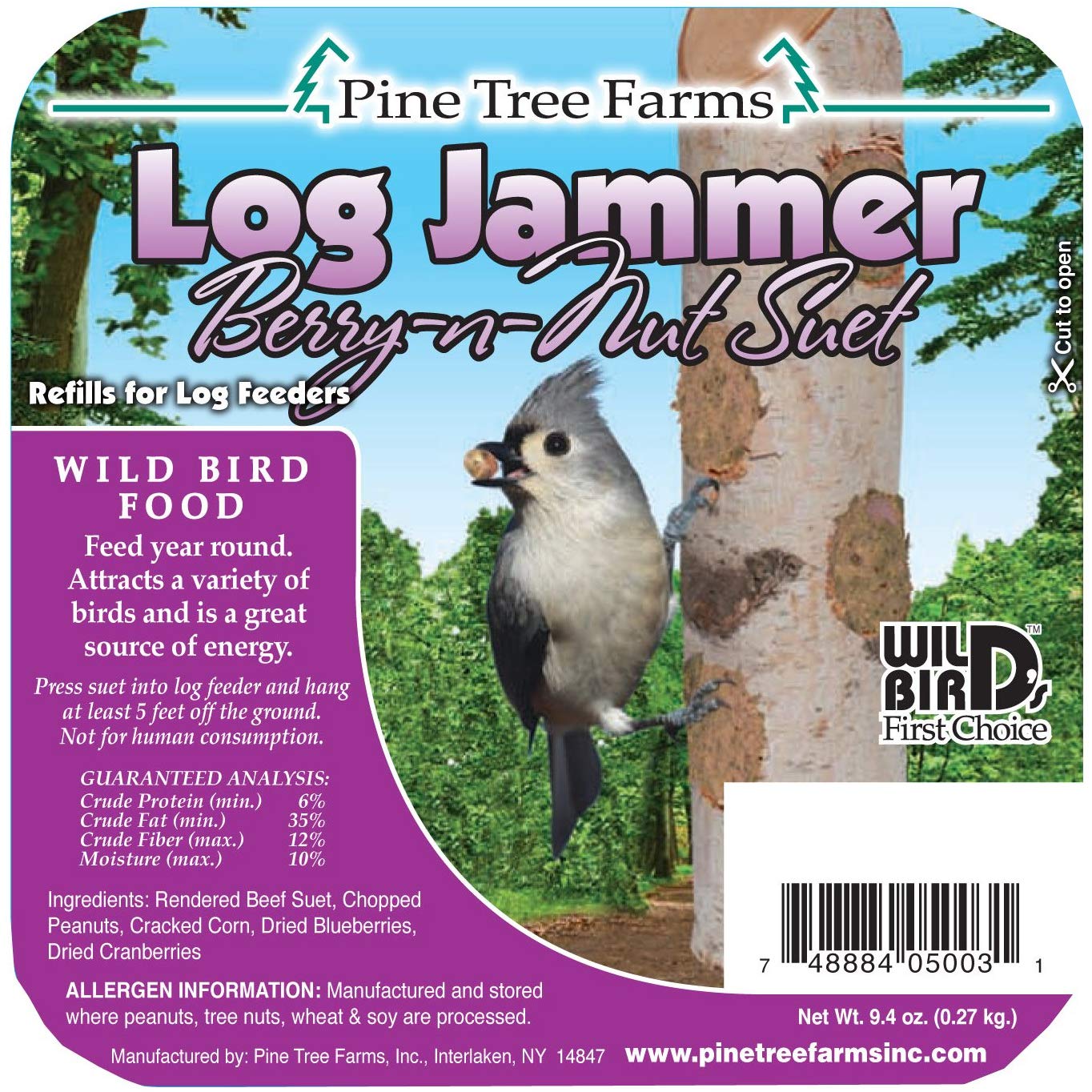 Pine Tree Farms Log Jammer Berry-n-Nut Suet Wild Bird Food, 9.4-oz (Size: 9.4-oz)