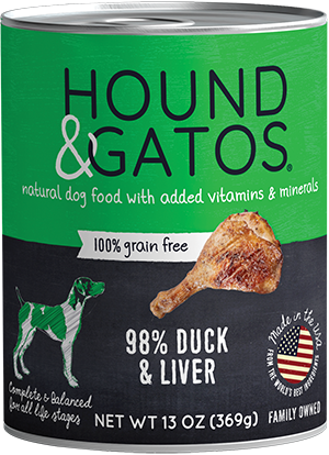 Hound & Gatos Duck Formula Grain-Free Canned Dog Food, 13-oz can, case of 12 (**)