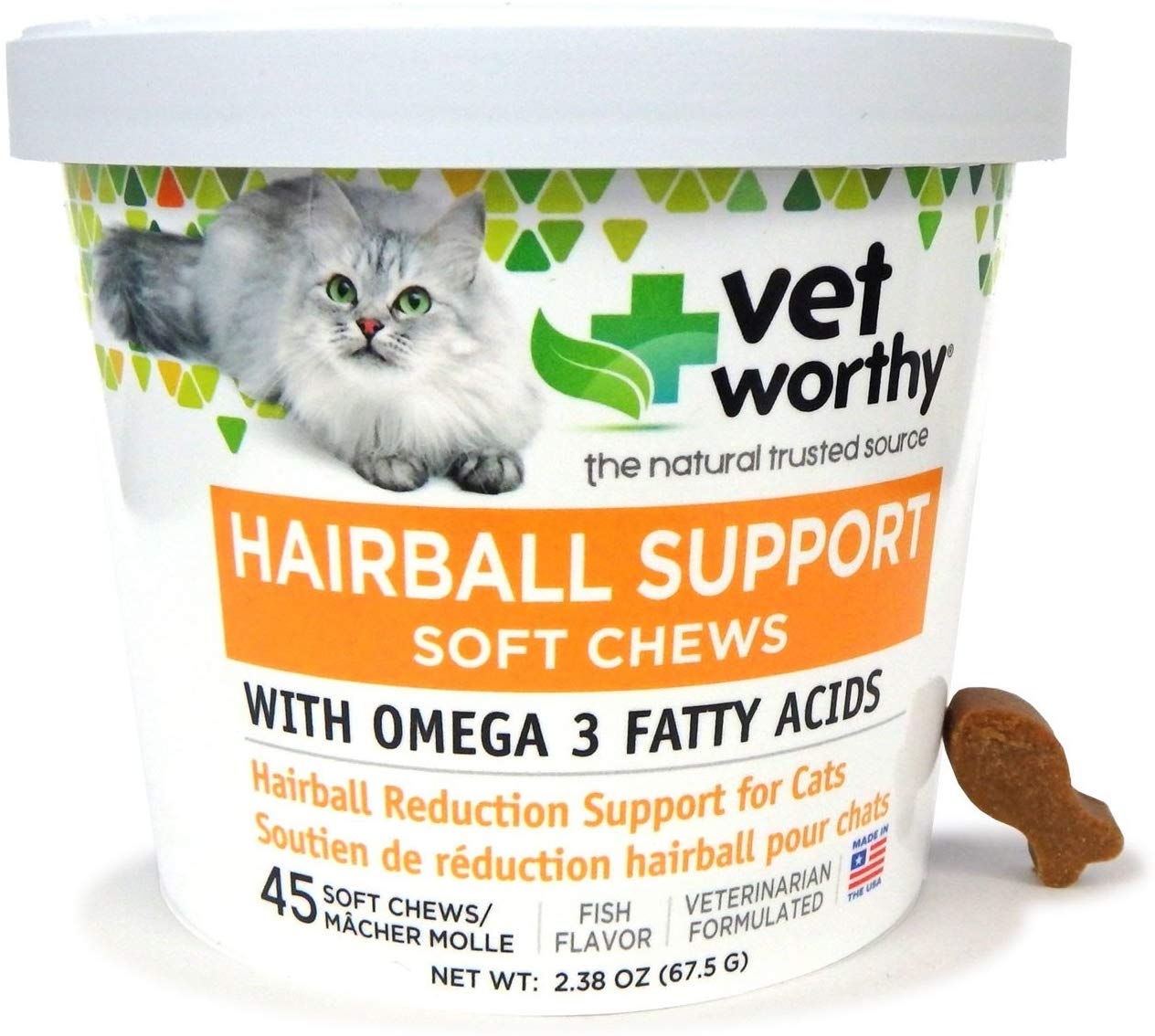 Vet Worthy Hairball Support Cat Soft Chews, 45-count (Size: 45-count)