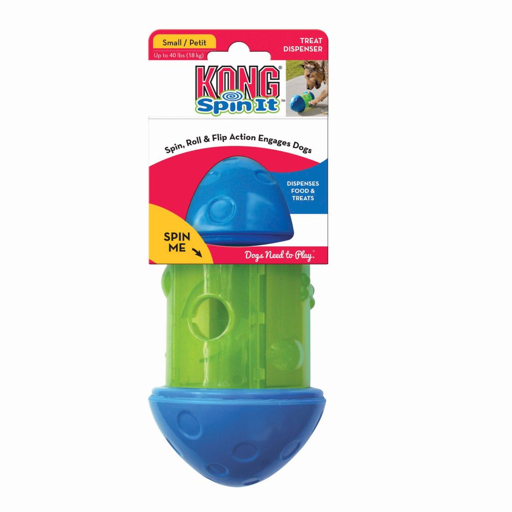 KONG Spin It Dog Toy, Green/Blue, Small