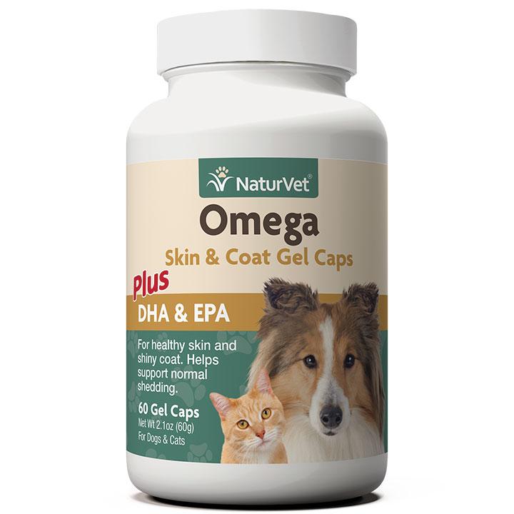 NaturVet Omega Skin & Coat Plus DHA & EPA Gel Caps Dog & Cat Supplement