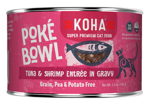KOHA Poke Bowl Tuna & Shrimp Entree in Gravy Wet Cat Food Pouch, 5.5-oz, case of 24 (**)