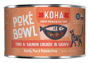 KOHA Poke Bowl Tuna & Salmon Entree in Gravy Wet Cat Food Pouch, 5.5-oz, case of 24 (**)
