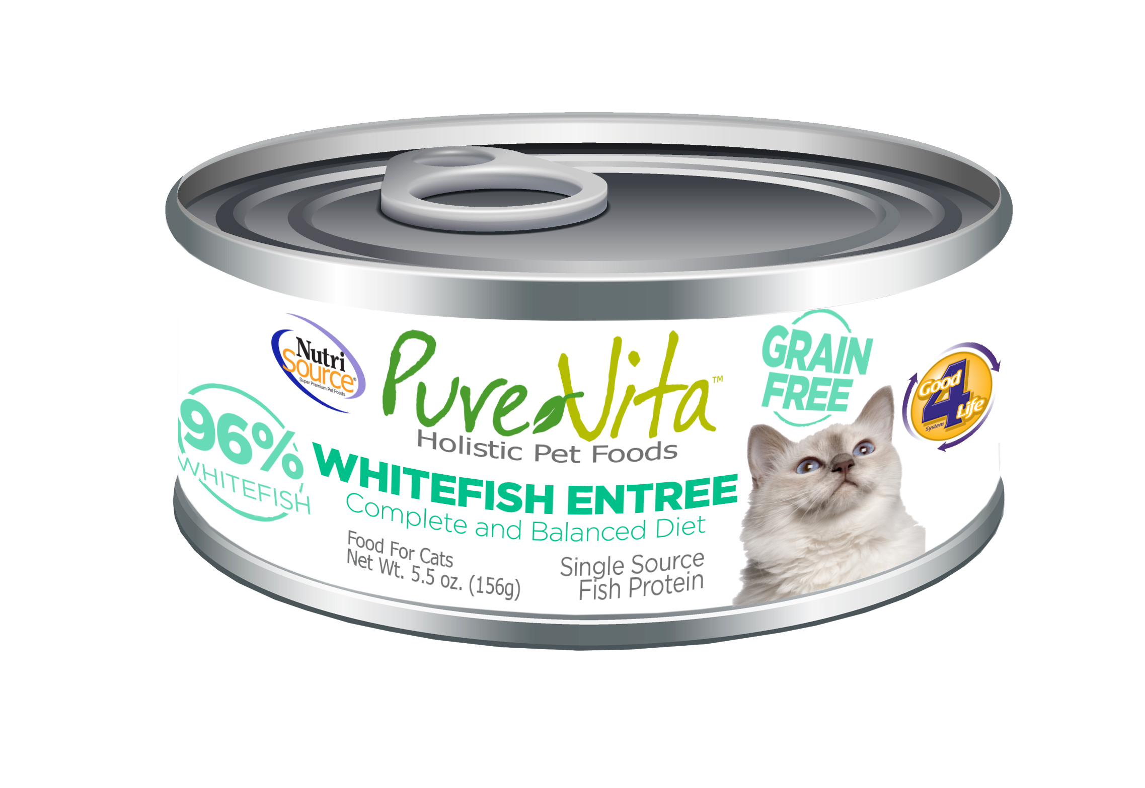 PureVita Grain-Free Whitefish Entree Wet Cat Food, 5.5-oz