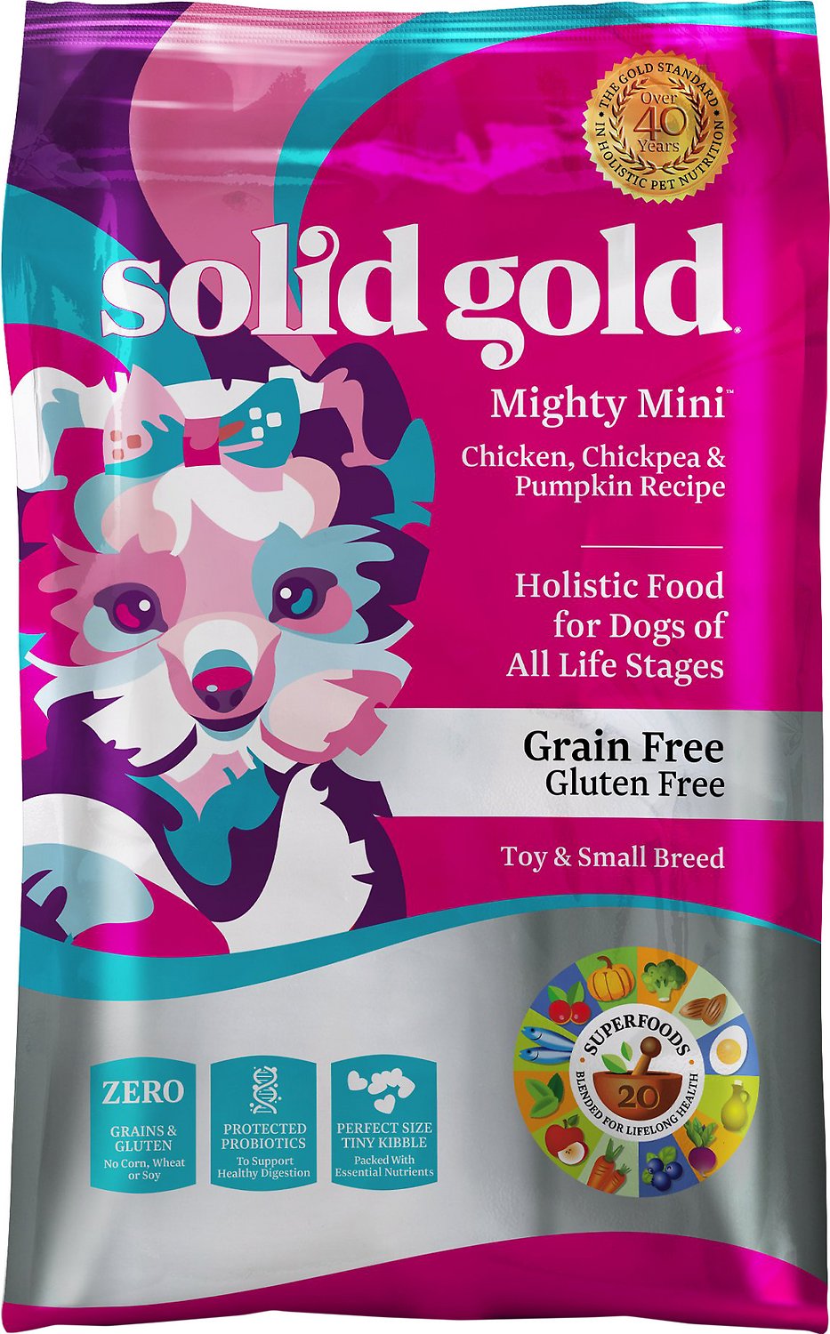 Solid Gold Mighty Mini Chicken, Chickpeas & Pumpkin Grain-Free Toy & Small Breed Dry Dog Food