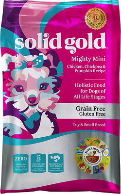 Solid Gold Mighty Mini Chicken, Chickpeas & Pumpkin Grain-Free Toy & Small Breed Dry Dog Food, 11-lb
