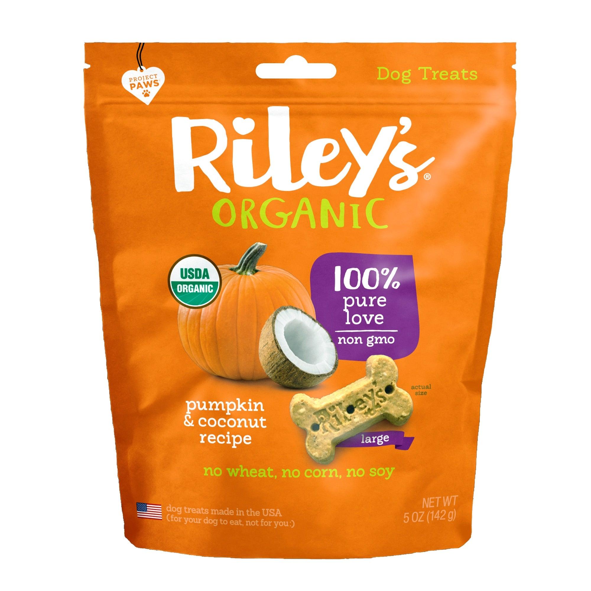 Riley's Organic Pumpkin & Coconut Bone Dog Treats, Large, 5-oz