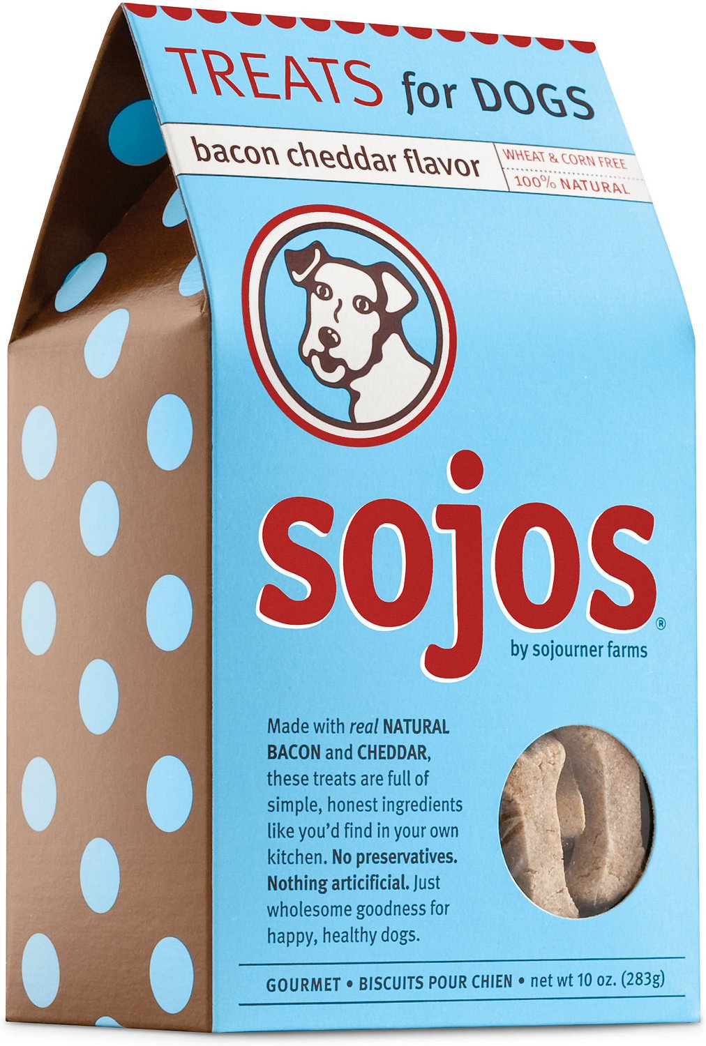 Sojos Bacon Cheddar Flavor Dog Treats, 10-oz