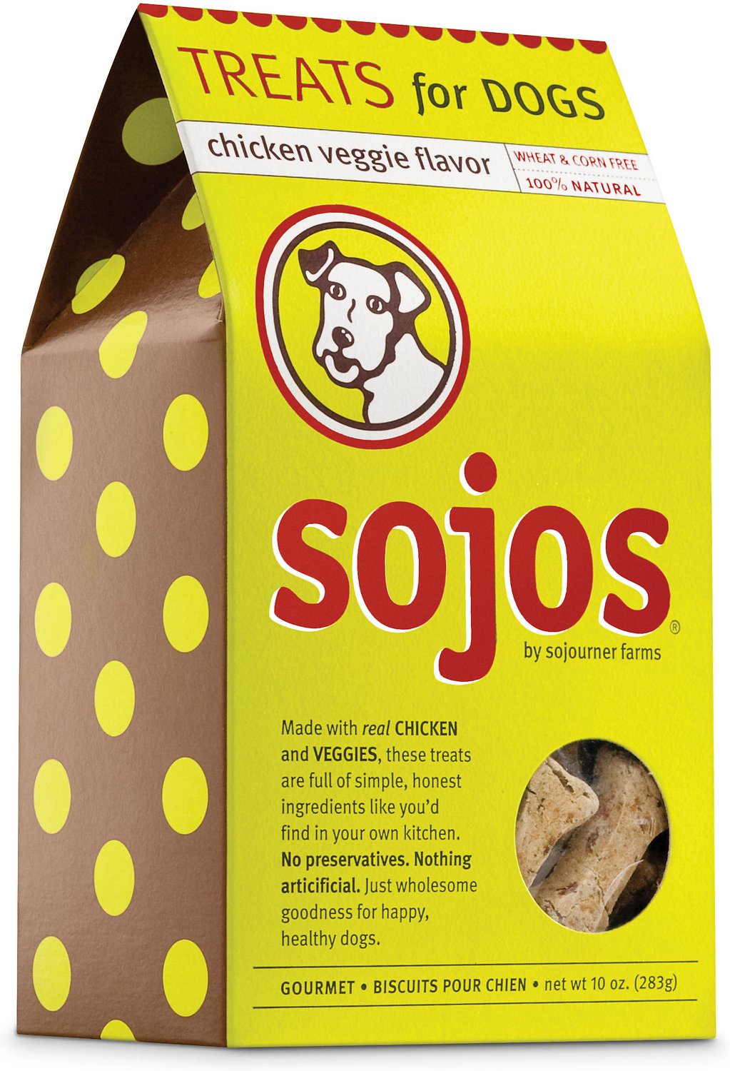 Sojos Chicken Veggie Flavor Dog Treats, 10-oz box