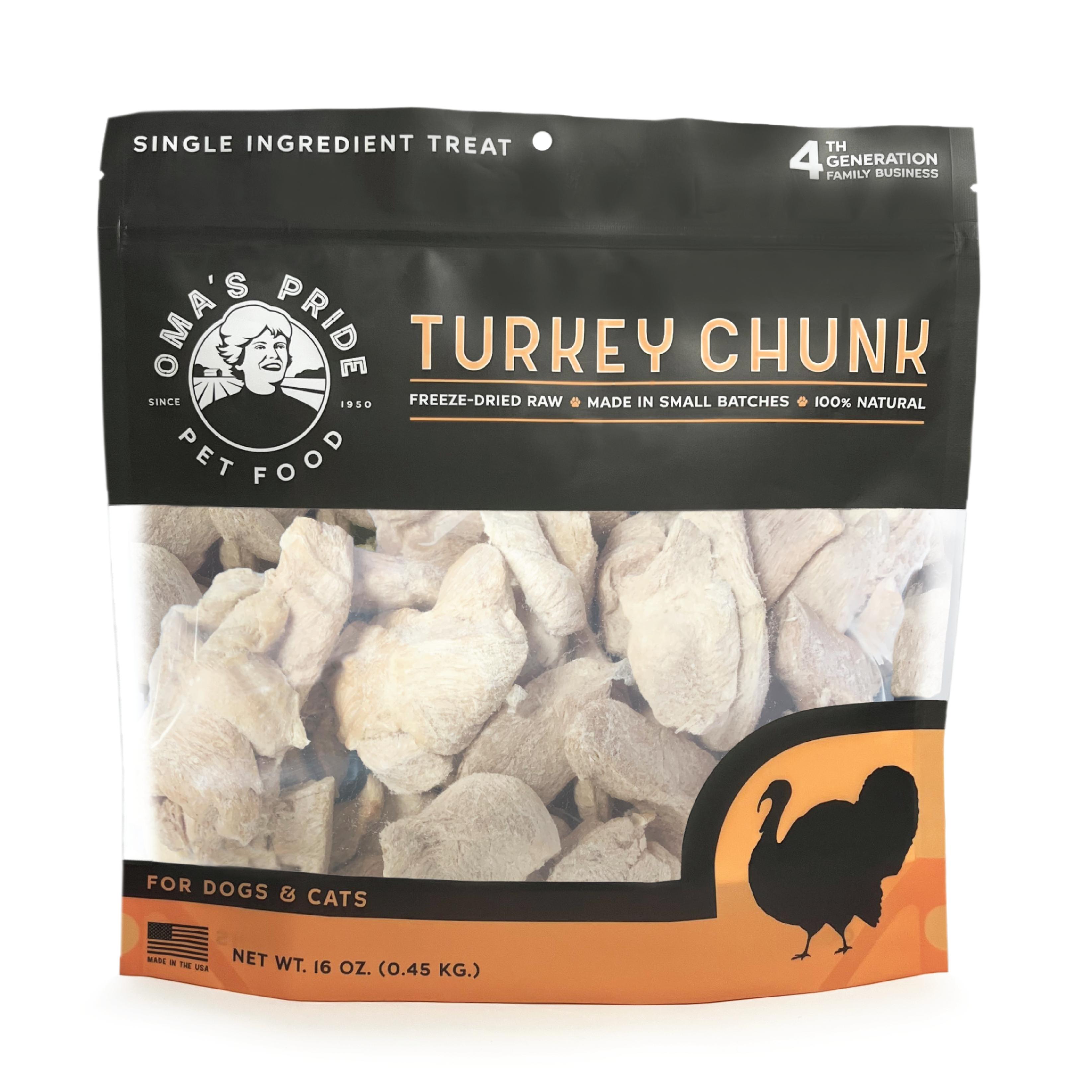 Oma's Pride Turkey Chunk Freeze-Dried Dog & Cat Treats, 16-oz