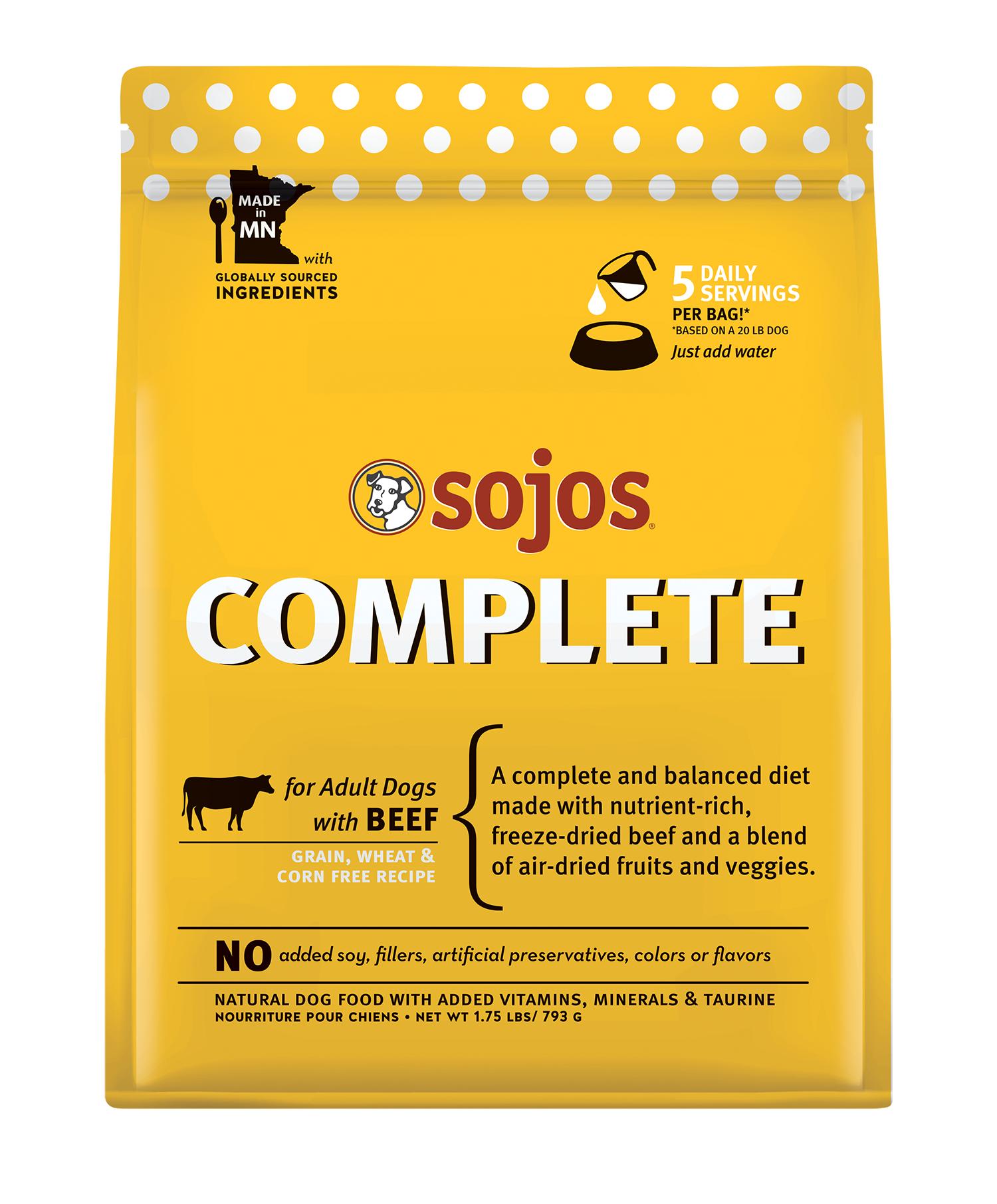Sojos Complete Beef Adult Grain-Free Freeze-Dried Raw Dog Food, 1.75-lb