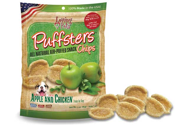 Loving Pets Puffsters Apple & Chicken Chips Dog Treats, 4-oz
